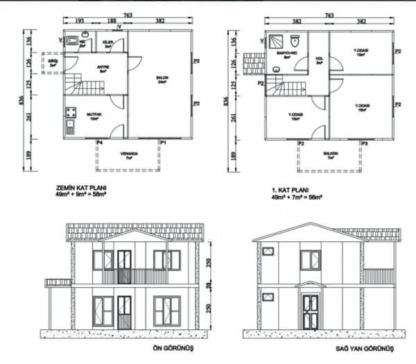 Zemin Betonlu 114 m² Dubleks Prefabrik Bina | Hakediş Sistemi – Kon Prefabrik