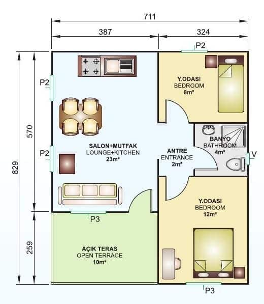 Zemin Betonlu 49 m² Prefabrik Ev | Hakediş Sistemi