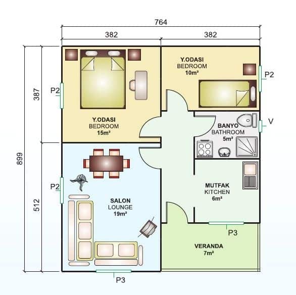 Zemin Betonlu 62 m² Prefabrik Ev | Hakediş Sistemi