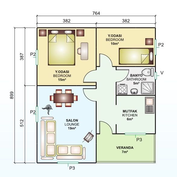 Zemin Betonlu 68 m² Prefabrik Ev | Hakediş Sistemi