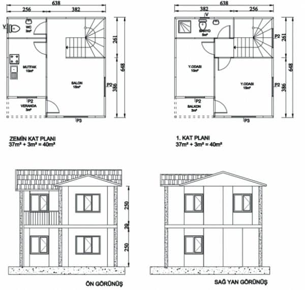 Zemin Betonlu 80 m² Dubleks Prefabrik Bina | Hakediş Sistemi – Kon Prefabrik