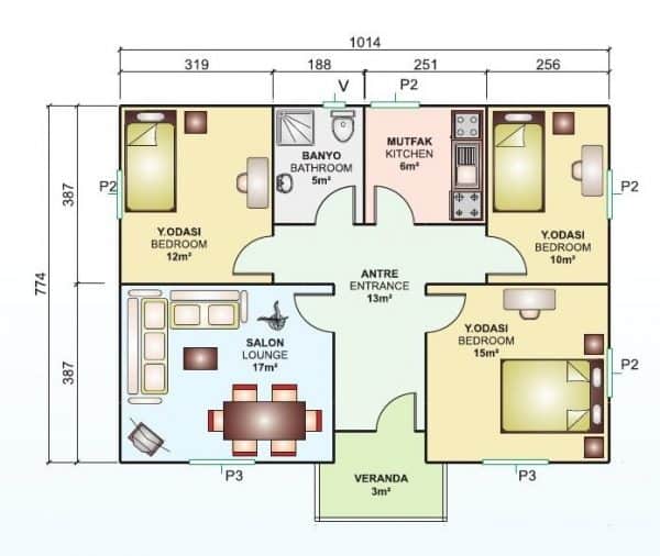 Zemin Betonlu 81 m² Prefabrik Ev | Hakediş Sistemi