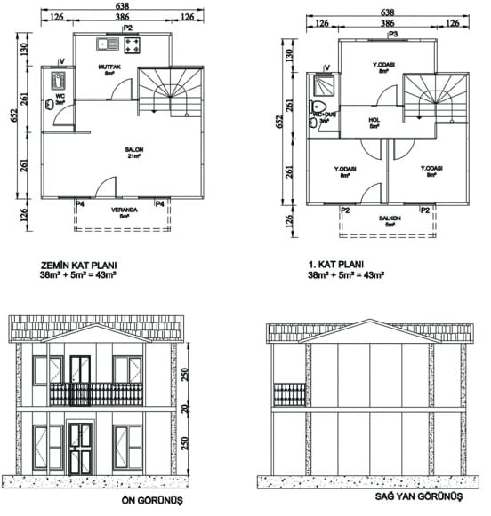 Zemin Betonlu 86 m² Dubleks Prefabrik Bina | Hakediş Sistemi – Kon Prefabrik
