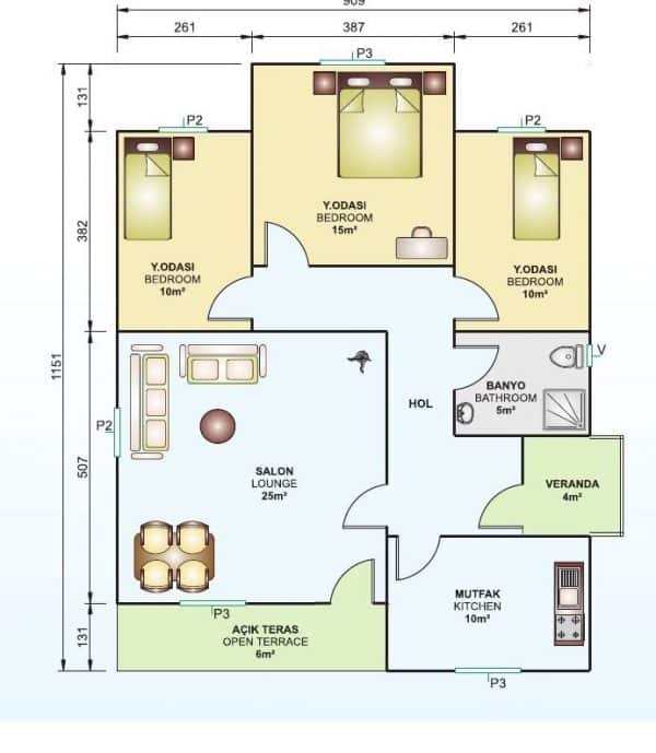 Zemin Betonlu 90 m² Prefabrik Ev | Hakediş Sistemi