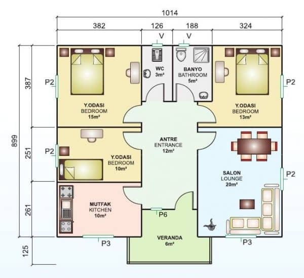 Zemin Betonlu 95 m² Prefabrik Ev | Hakediş Sistemi