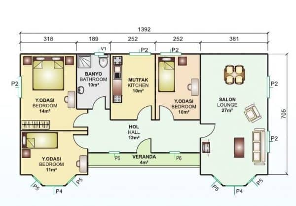 Zemin Betonlu 98 m² Prefabrik Ev | Hakediş Sistemi