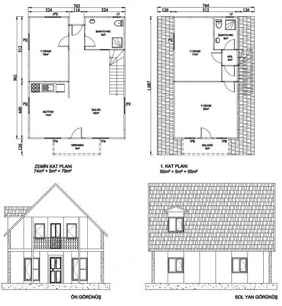 Zemin Betonlu 134 m² Dubleks Prefabrik Bina | Hakediş Sistemi – Kon Prefabrik