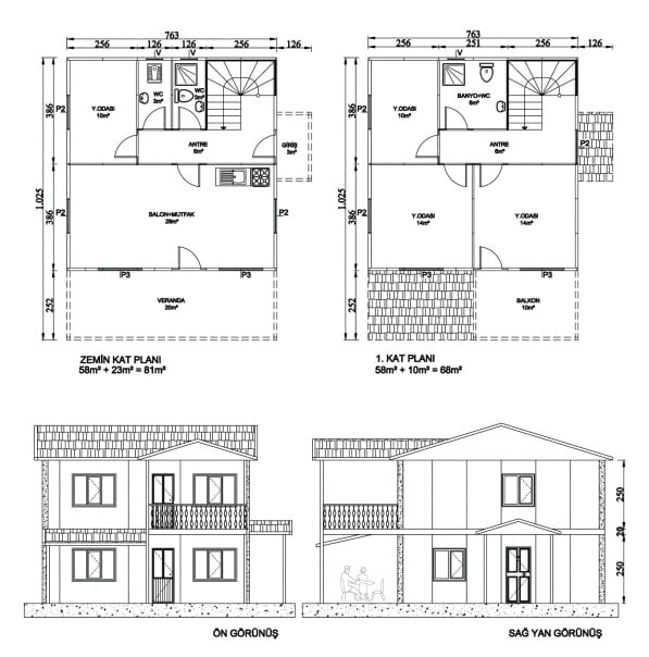 Zemin Betonlu 149 m² Dubleks Prefabrik Bina | Hakediş Sistemi – Kon Prefabrik