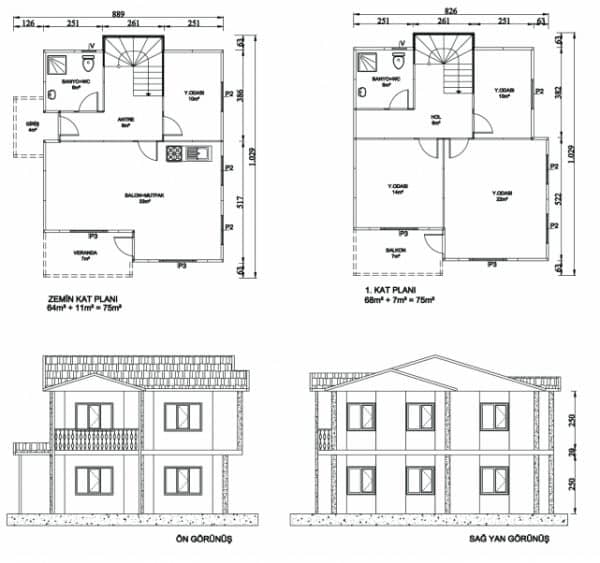 Zemin Betonlu 150 m² Dubleks Prefabrik Bina | Hakediş Sistemi – Kon Prefabrik