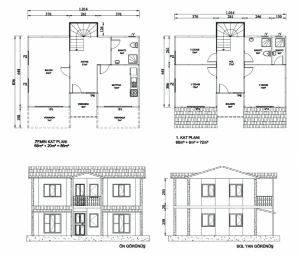 Zemin Betonlu 158 m² Dubleks Prefabrik Bina | Hakediş Sistemi – Kon Prefabrik