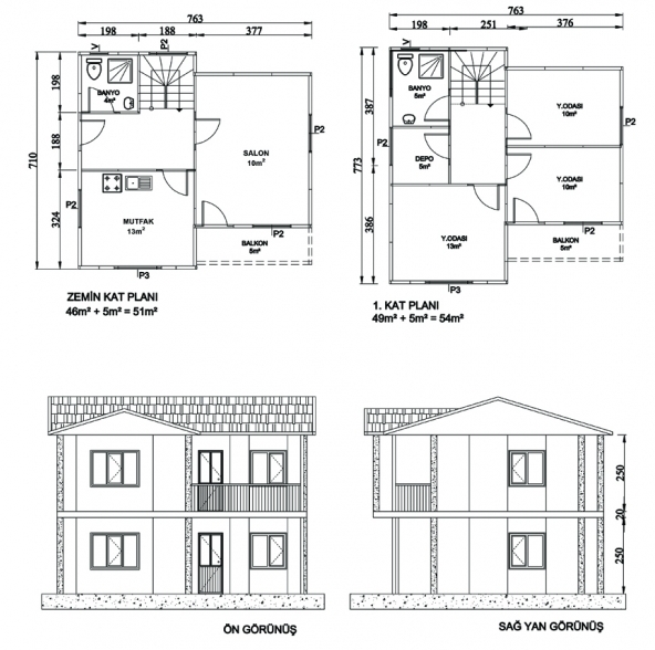Zemin Betonlu 100 m² Dubleks Prefabrik Bina | Hakediş Sistemi – Kon Prefabrik